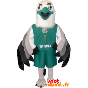 Hvid og grøn sfinx i sportstøj - Spotsound maskot