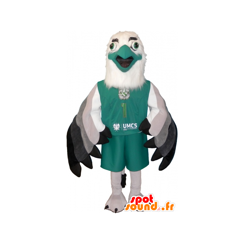 Mascot sfinge bianco e verde in abbigliamento sportivo - MASFR032593 - Mascotte sport