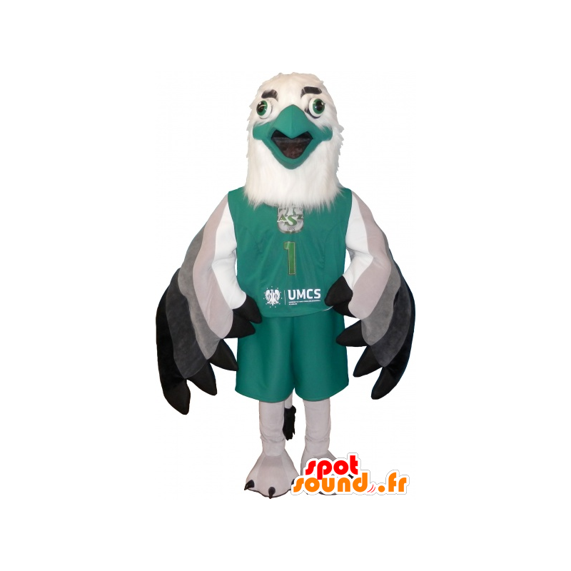 Mascot weiße und grüne Sphinx in der Sportkleidung - MASFR032593 - Sport-Maskottchen