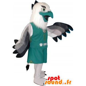 Hvid og grøn sfinx i sportstøj - Spotsound maskot