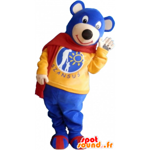 Pequeño oso de peluche azul de la mascota con un pañuelo rojo - MASFR032594 - Oso mascota