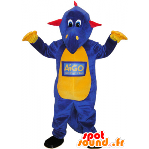 Fioletowy dinozaur maskotka, żółty i czerwony - MASFR032598 - dinozaur Mascot