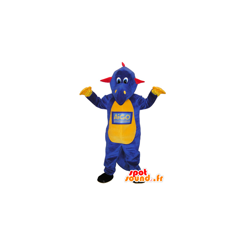 Purple dinosaur mascot, yellow and red - MASFR032598 - Mascots dinosaur