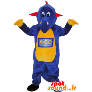 Purple dinosaur mascot, yellow and red - MASFR032598 - Mascots dinosaur