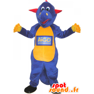 Purple dinosaur mascot, yellow and red - MASFR032598 - Mascots dinosaur