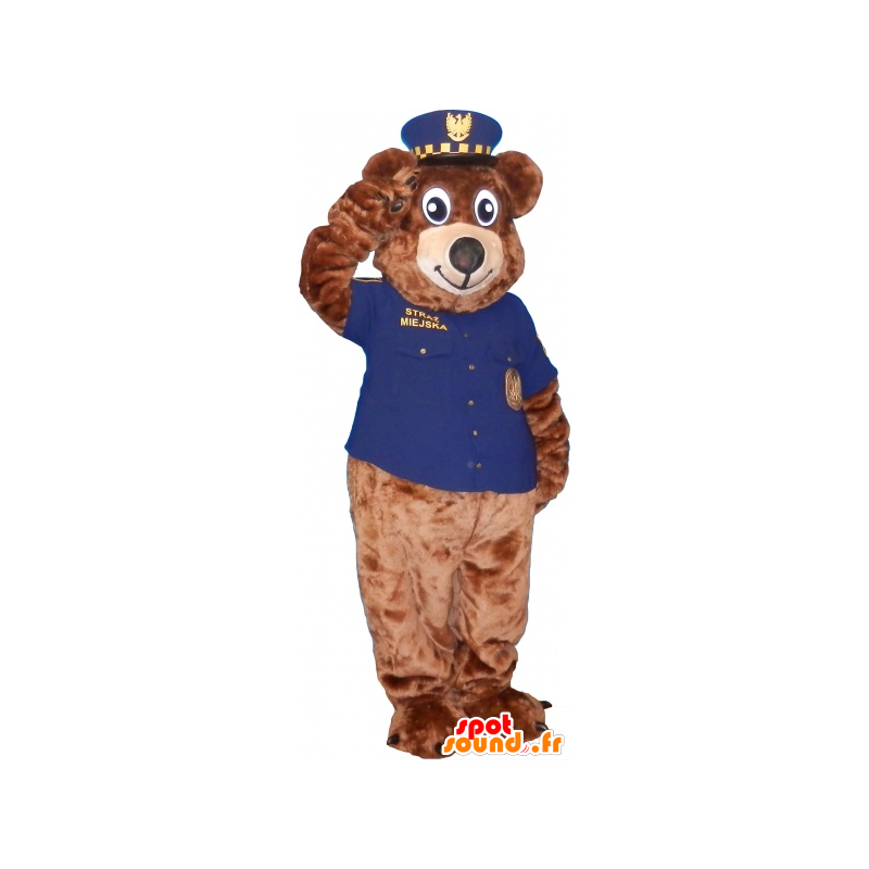 Orso bruno mascotte vestita da sceriffo - MASFR032599 - Mascotte orso