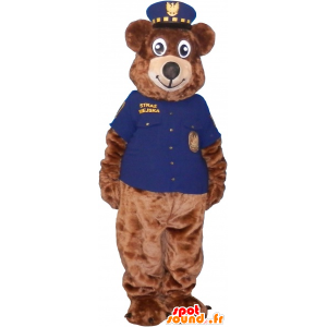 Orso bruno mascotte vestita da sceriffo - MASFR032599 - Mascotte orso