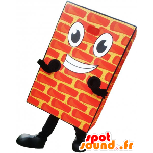 Mascotte de brique géante réaliste et souriante - MASFR032602 - Mascottes d'objets
