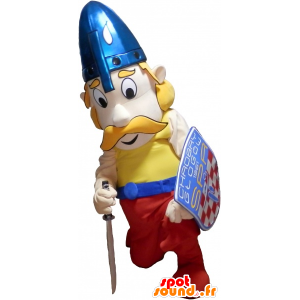 ξανθά Viking μασκότ μουστάκι με τα ακουστικά και μια ασπίδα - Μασκότ αιγών και αιγών - MASFR032606 - SpotSound.fr
