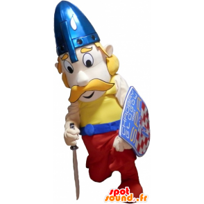ξανθά Viking μασκότ μουστάκι με τα ακουστικά και μια ασπίδα - Μασκότ αιγών και αιγών - MASFR032606 - SpotSound.fr