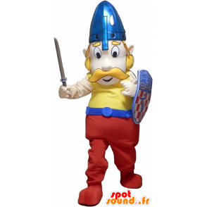ξανθά Viking μασκότ μουστάκι με τα ακουστικά και μια ασπίδα - Μασκότ αιγών και αιγών - MASFR032606 - SpotSound.fr