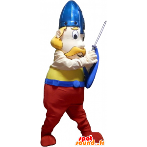 ξανθά Viking μασκότ μουστάκι με τα ακουστικά και μια ασπίδα - Μασκότ αιγών και αιγών - MASFR032606 - SpotSound.fr