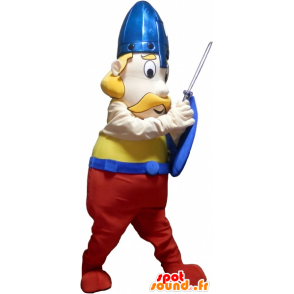 ξανθά Viking μασκότ μουστάκι με τα ακουστικά και μια ασπίδα - Μασκότ αιγών και αιγών - MASFR032606 - SpotSound.fr