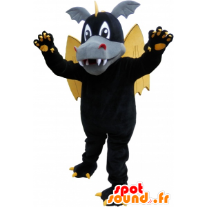 Mascotte de dragon ailé noir avec oreilles et griffes - MASFR032607 - Mascotte de dragon