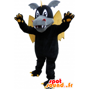 Czarny skrzydlaty smok maskotka z uszu i pazurów - MASFR032607 - smok Mascot