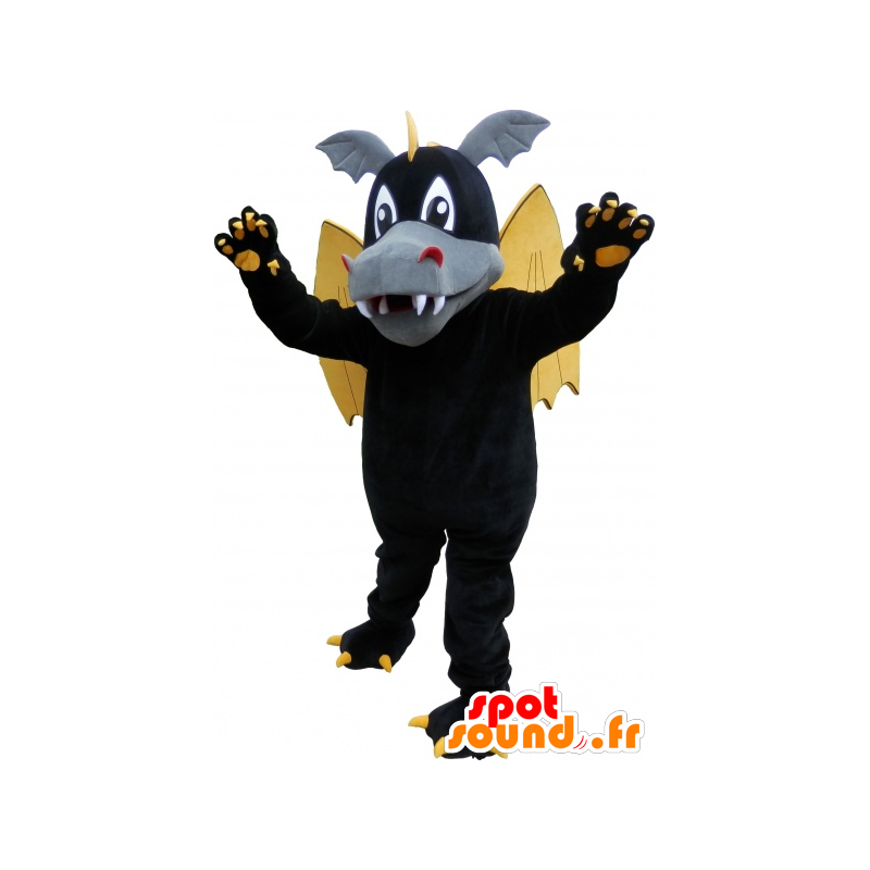 Black winged dragon mascot with ears and claws - MASFR032607 - Dragon mascot