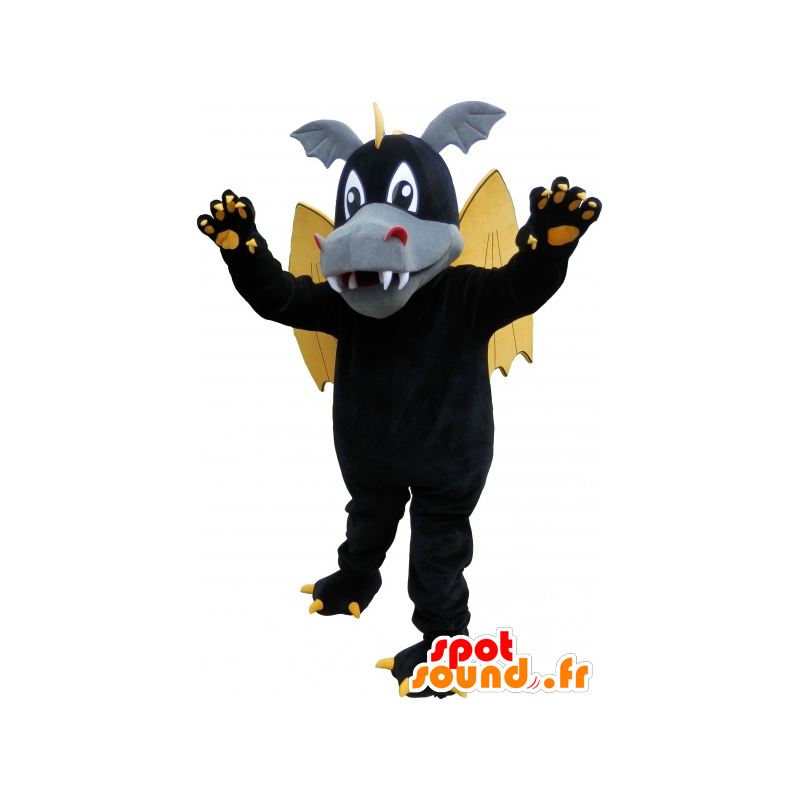 Czarny skrzydlaty smok maskotka z uszu i pazurów - MASFR032607 - smok Mascot