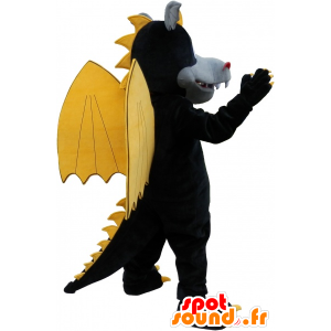 Alado preto mascote dragão com orelhas e garras - MASFR032607 - Dragão mascote