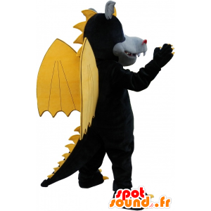 Černý okřídlený drak maskot s ušima a drápy - MASFR032607 - Dragon Maskot