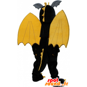 Mascotte de dragon ailé noir avec oreilles et griffes - MASFR032607 - Mascotte de dragon