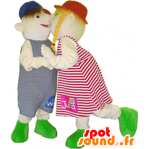 2 mascottes voor kinderen, een meisje en jongen - MASFR032608 - mascottes Child