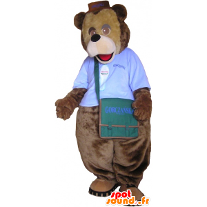 Mascot Braunbär mit einer Umhängetasche - MASFR032610 - Bär Maskottchen