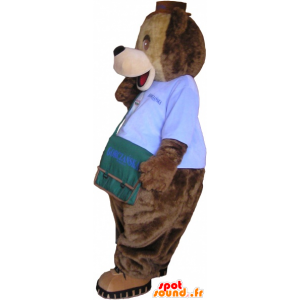Mascot brown bear with a shoulder bag - MASFR032610 - Bear mascot