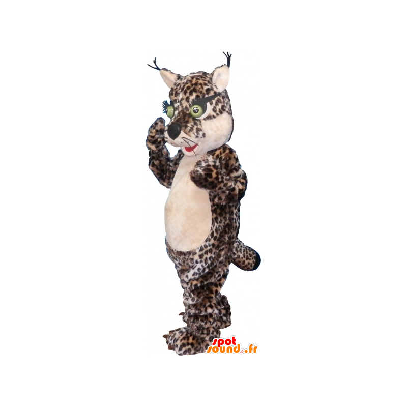 Leopard-Maskottchen, Katze, mit prall gefüllten Augen - MASFR032612 - Maskottchen nicht klassifizierte