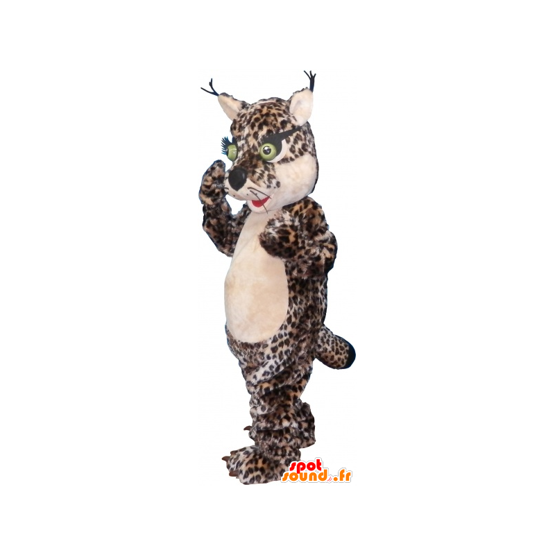 Leopard maskot, kočičí, s vypoulenýma očima - MASFR032612 - Neutajované Maskoti