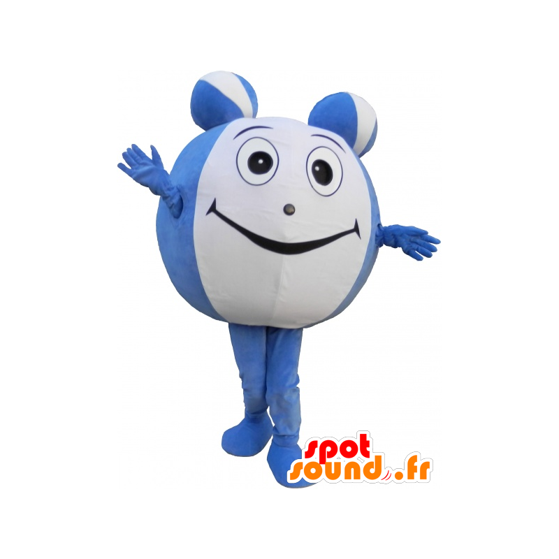 Mascot riesige blaue und weiße Kugel. Runde Maskottchen - MASFR032615 - Maskottchen von Objekten