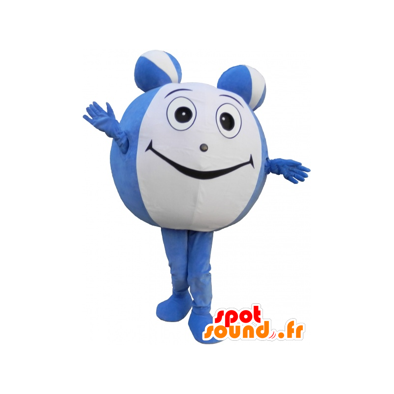 Mascot reuze blauwe en witte bal. round mascotte - MASFR032615 - mascottes objecten