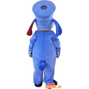 Cane mascotte blu e bianca con un cappuccio. blu mascotte animale - MASFR032618 - Mascotte cane