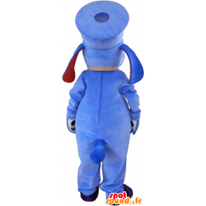 Blaue und weiße Hund Maskottchen mit einer Kappe. blau Tier Maskottchen - MASFR032618 - Hund-Maskottchen