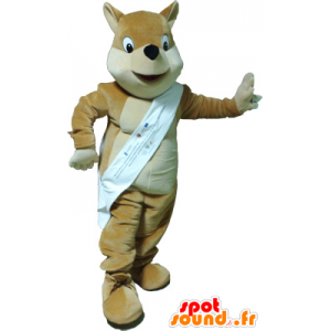 Mascot světle hnědá liška, béžová a bílá - MASFR032619 - Fox Maskoti