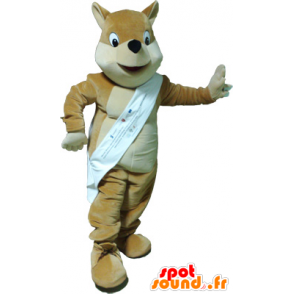 Mascot hellbraun Fuchs, beige und weiß - MASFR032619 - Maskottchen-Fox