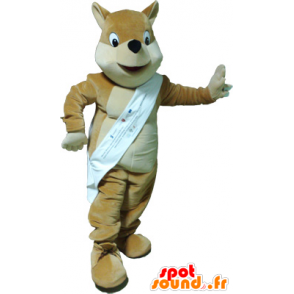 Mascot lichtbruin vos, beige en wit - MASFR032619 - Fox Mascottes