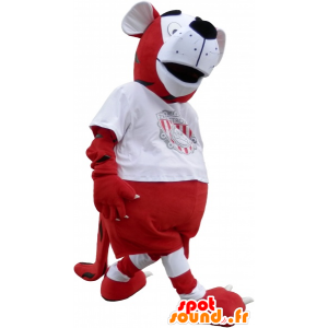 Tiger mascot dressed in red and white football - MASFR032620 - Tiger mascots