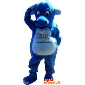 Blauwe draak mascotte, gigantische en indrukwekkende - MASFR032621 - Dragon Mascot