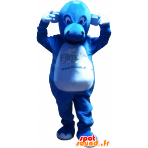 Blauwe draak mascotte, gigantische en indrukwekkende - MASFR032621 - Dragon Mascot