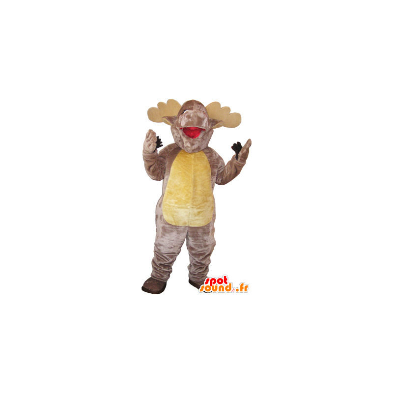 Mascotte d'élan marron et beige très réaliste - MASFR032622 - Animaux de la forêt