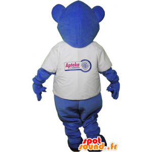 Blu orsacchiotto mascotte con una t-shirt - MASFR032623 - Mascotte orso