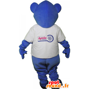Blue teddy mascot with a t-shirt - MASFR032623 - Bear mascot