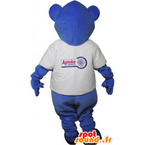 Blau Teddy Maskottchen mit einem T-Shirt - MASFR032623 - Bär Maskottchen