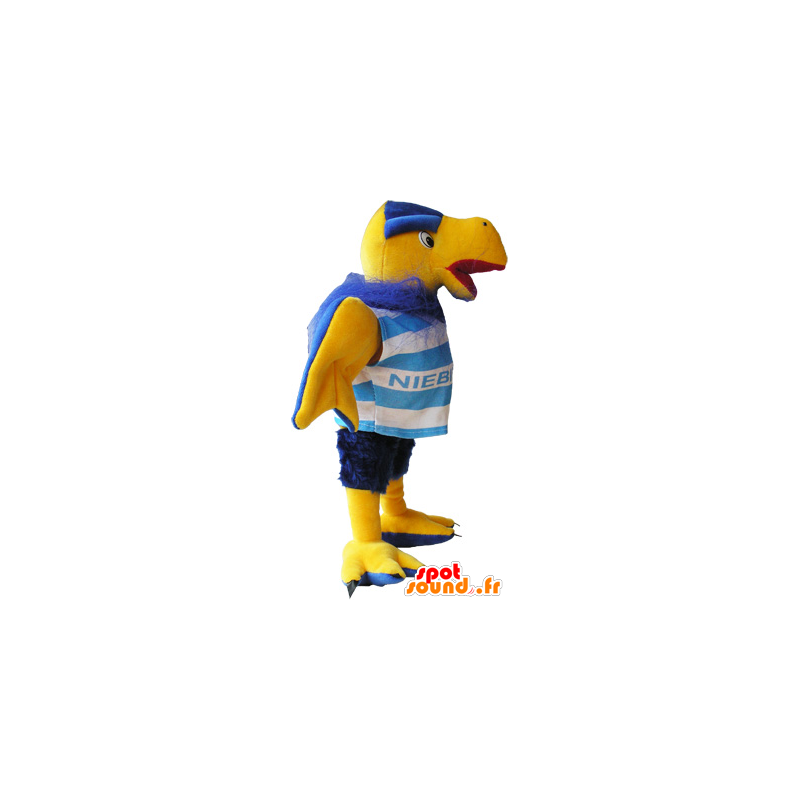 Mascot avvoltoio giallo e blu in abbigliamento sportivo - MASFR032624 - Mascotte sport