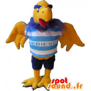 Maskotka żółty i niebieski Vulture w sportowej - MASFR032624 - sport maskotka
