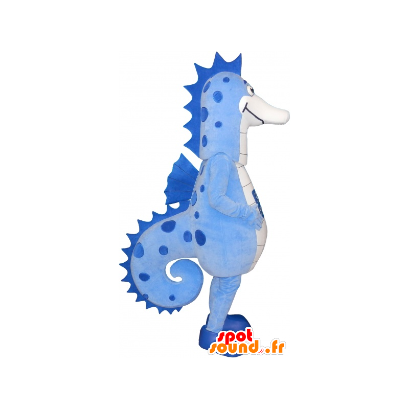 Mascot blauw en wit zeepaardje, reuze - MASFR032626 - Hippo Mascottes