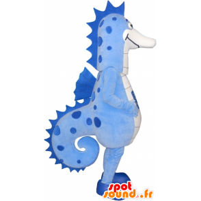 Mascot blå og hvit sjø hest, gigantiske - MASFR032626 - Hippo Maskoter