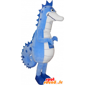 Mascot blue and white sea horse, giant - MASFR032626 - Mascots hippopotamus