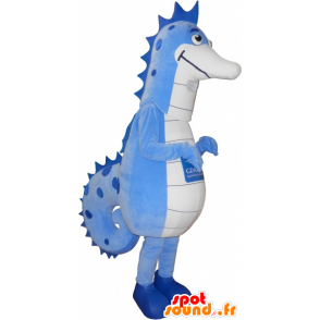 Mascot blue and white sea horse, giant - MASFR032626 - Mascots hippopotamus