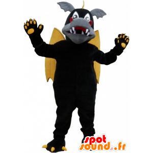 Geflügelten Drachen Maskottchen schwarz, grau und gelb - MASFR032629 - Dragon-Maskottchen